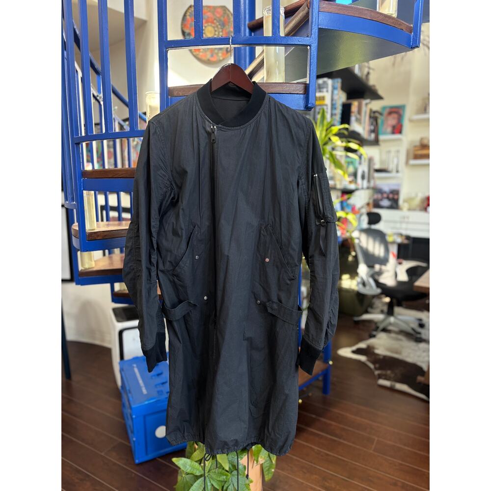 John Lawrence Sullivan Black Long Bomber Coat Size L